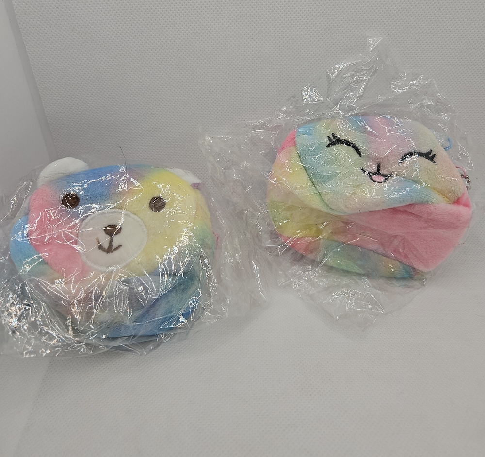 $5 SALE.    Rainbow Plush Small Coin Purse Set Of 2